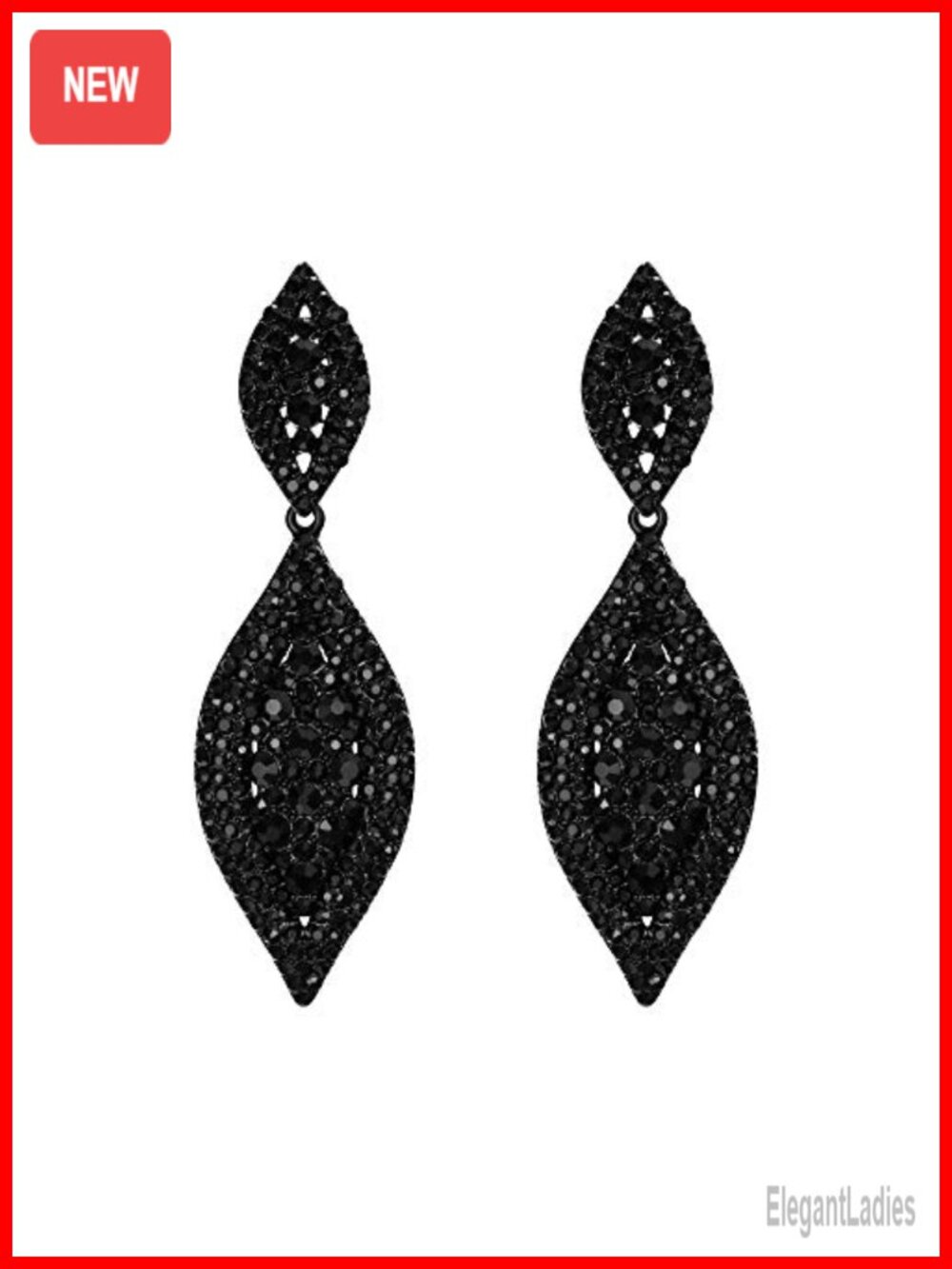 Rhinestone Crystal 2 Leaf Drop Chandelier Dangle Earrings Wedding Bridal